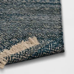 2'4"x7' Handloom Diamond Runner Rug Blue - Threshold™: Indoor Low Pile, Cotton & Jute, Entryway Or Kitchen Use -Threshold GUEST 09e086a3 6a2e 4e20 a71d b4a86b19152d
