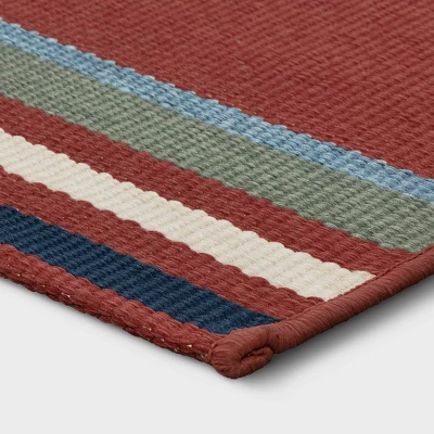 5'x7' Striped Outdoor Rug Red - Threshold™ 2 5'x7' Striped Outdoor Rug Red - Threshold™ - Image 2