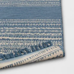 5' X 7' Fringe Outdoor Rug Blue Striped - Threshold™ -Threshold GUEST 1cbc17af 1b81 4e7f 8a04 c291c6c42d37