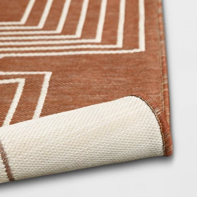 7'x10' Geometric Outdoor Rug Brown/White - Threshold™ 3 7'x10' Geometric Outdoor Rug Brown/White - Threshold™ - Image 3