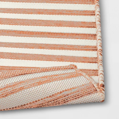 7'x10' Narrow Wornstripe Rectangular Woven Outdoor Area Rug Coral Orange - Threshold™ 3 7'x10' Narrow Wornstripe Rectangular Woven Outdoor Area Rug Coral Orange - Threshold™ - Image 3