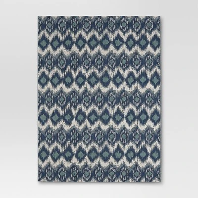 Ikat Outdoor Rug Blue - Threshold 8 Ikat Outdoor Rug Blue - Threshold - Image 8