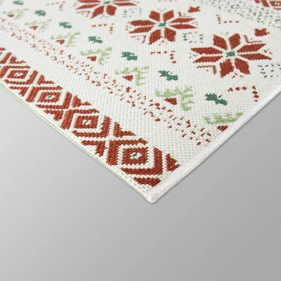 7' X 10' Fair Isle Outdoor Rug Red - Threshold™ 2 7' X 10' Fair Isle Outdoor Rug Red - Threshold™ - Image 2