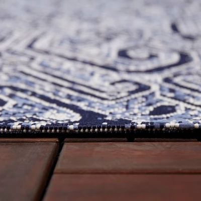 9'2"x12' Paisley Outdoor Rug Blue - Threshold™: Weather-Resistant Traditional Area, Woven Polypropylene 4 9'2"x12' Paisley Outdoor Rug Blue - Threshold™: Weather-Resistant Traditional Area, Woven Polypropylene - Image 4