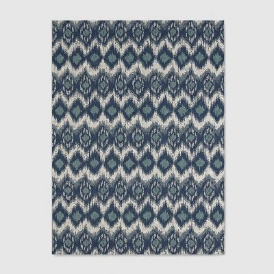 Ikat Outdoor Rug Blue - Threshold 4 Ikat Outdoor Rug Blue - Threshold - Image 4