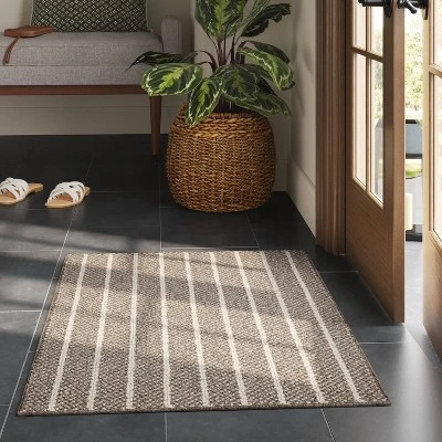 2'x3' Washable Striped Accent Rug Heathered Gray/Brown Almond - Threshold™ 1 2'x3' Washable Striped Accent Rug Heathered Gray/Brown Almond - Threshold™