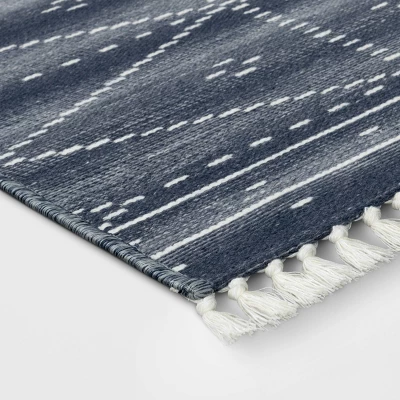 2'4"x3'9" Woven Tapestry Rug With Fringe Indigo - Threshold™ 2 2'4"x3'9" Woven Tapestry Rug With Fringe Indigo - Threshold™ - Image 2