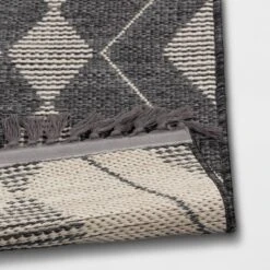 Striped Diamonds Rectangular Woven Outdoor Area Rug Charcoal Gray - Threshold™ -Threshold GUEST 48fa42f3 d21a 49dc b8ba 702bb7352808