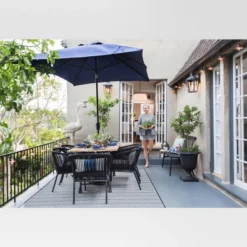 Pattern Stripe Outdoor Rug Blue - Threshold™ -Threshold GUEST 5c84472d 2247 47de 8262 5740faddfbb9