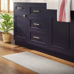 1'8"x5' Rectangle Indoor Floor Mat Gray - Threshold™: Basket Weave, Kitchen Floor Mat, PVC Backing, Flat Pile