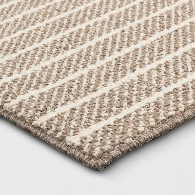 2'x3' Washable Striped Accent Rug Heathered Gray/Brown Almond - Threshold™ 2 2'x3' Washable Striped Accent Rug Heathered Gray/Brown Almond - Threshold™ - Image 2