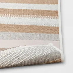 5' X 7' Stripe Tapestry Outdoor Rug Khaki/Gray - Threshold™ -Threshold GUEST 7db8e7d0 5fb0 4c2d 90b4 7d3f8ed24480