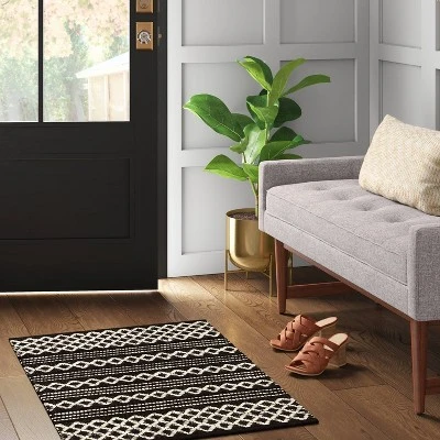 2'x3' Handloom Mixed Fibre Rug Black/White - Threshold™ 1 2'x3' Handloom Mixed Fibre Rug Black/White - Threshold™
