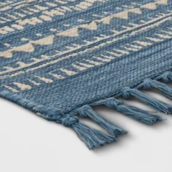 5' X 7' Fringe Outdoor Rug Blue Striped - Threshold™ -Threshold GUEST a2ed5b9b 777a 47a4 ab2b 6d70aed7bb38
