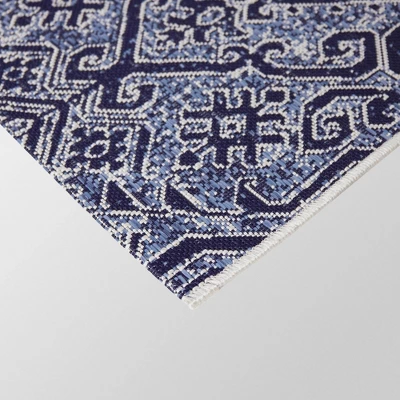 9'2"x12' Paisley Outdoor Rug Blue - Threshold™: Weather-Resistant Traditional Area, Woven Polypropylene 3 9'2"x12' Paisley Outdoor Rug Blue - Threshold™: Weather-Resistant Traditional Area, Woven Polypropylene - Image 3