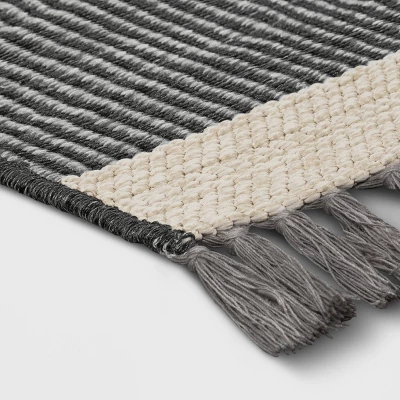 7'x10' Oversized Stripe Outdoor Rug Charcoal Gray - Threshold™ 2 7'x10' Oversized Stripe Outdoor Rug Charcoal Gray - Threshold™ - Image 2