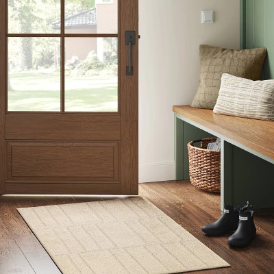 2'6"x3'8" Washable Uneven Blocks Accent Rug - Threshold™ 1 2'6"x3'8" Washable Uneven Blocks Accent Rug - Threshold™